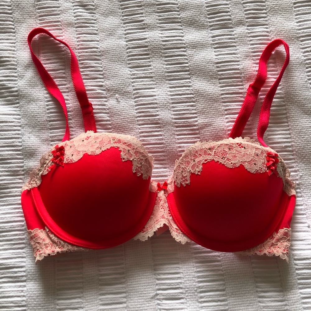 VS Red Lace Push Up Bra